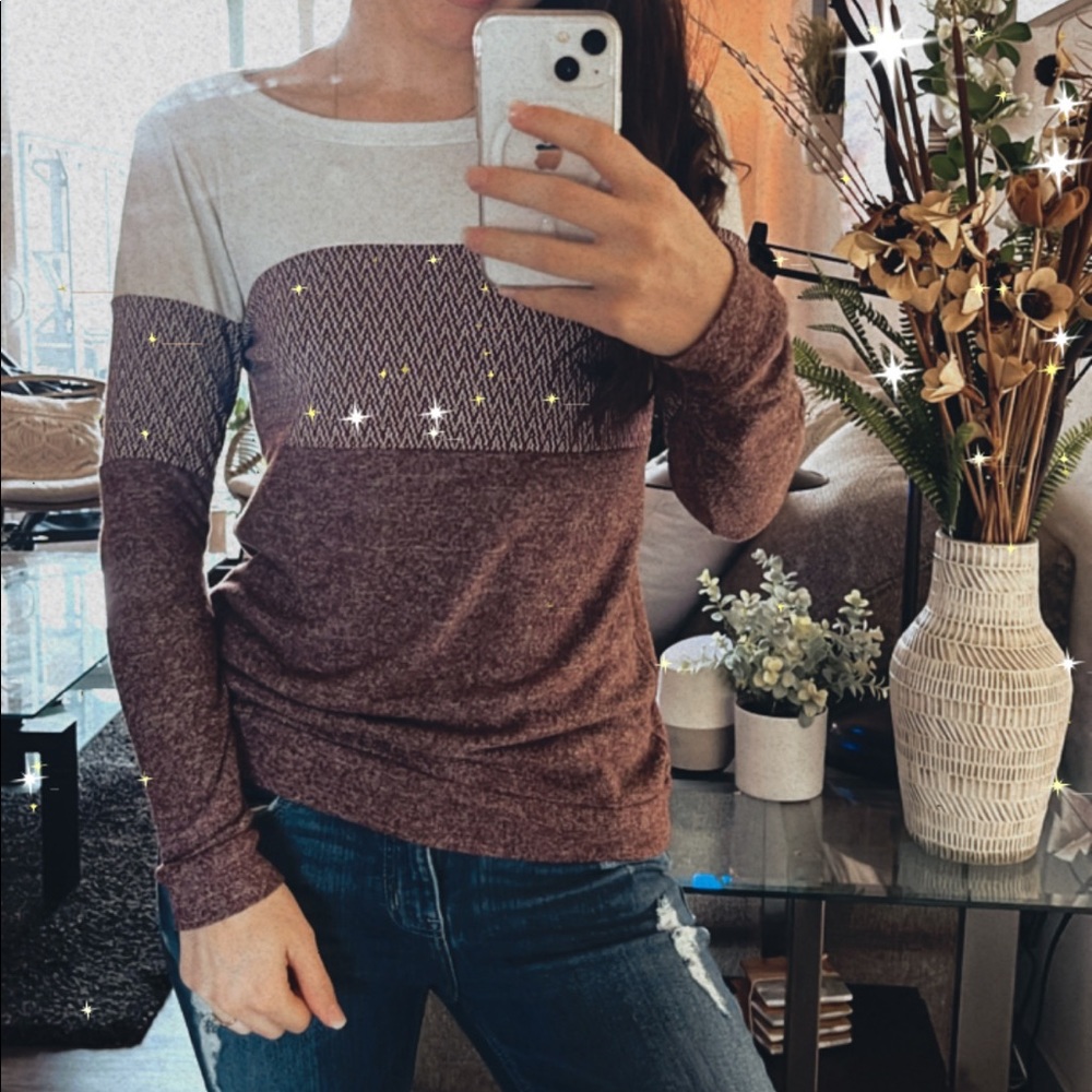 Macy Mixed Material Colorblock Knit Top